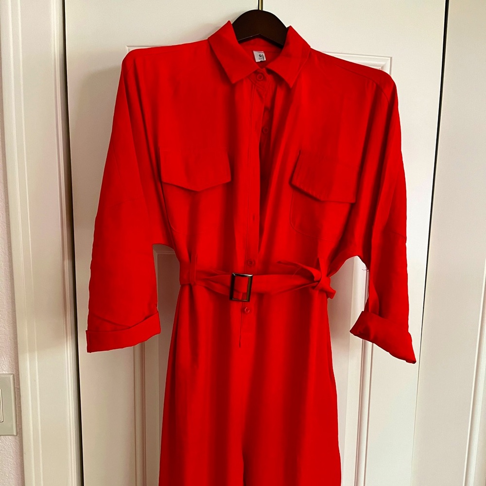 Sexy, fire-truck red one piece jumpsuit